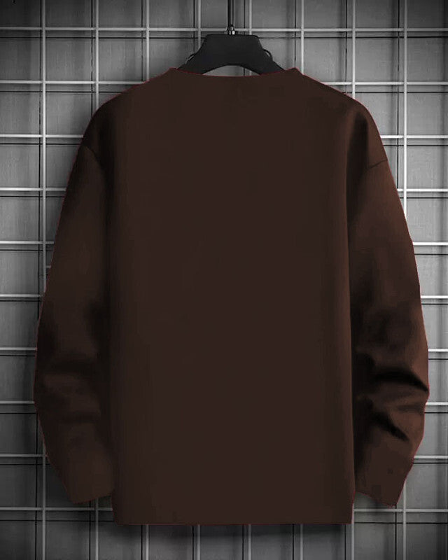 Trendy Brown Full Sleeve Printed T-Shirts for Effortless