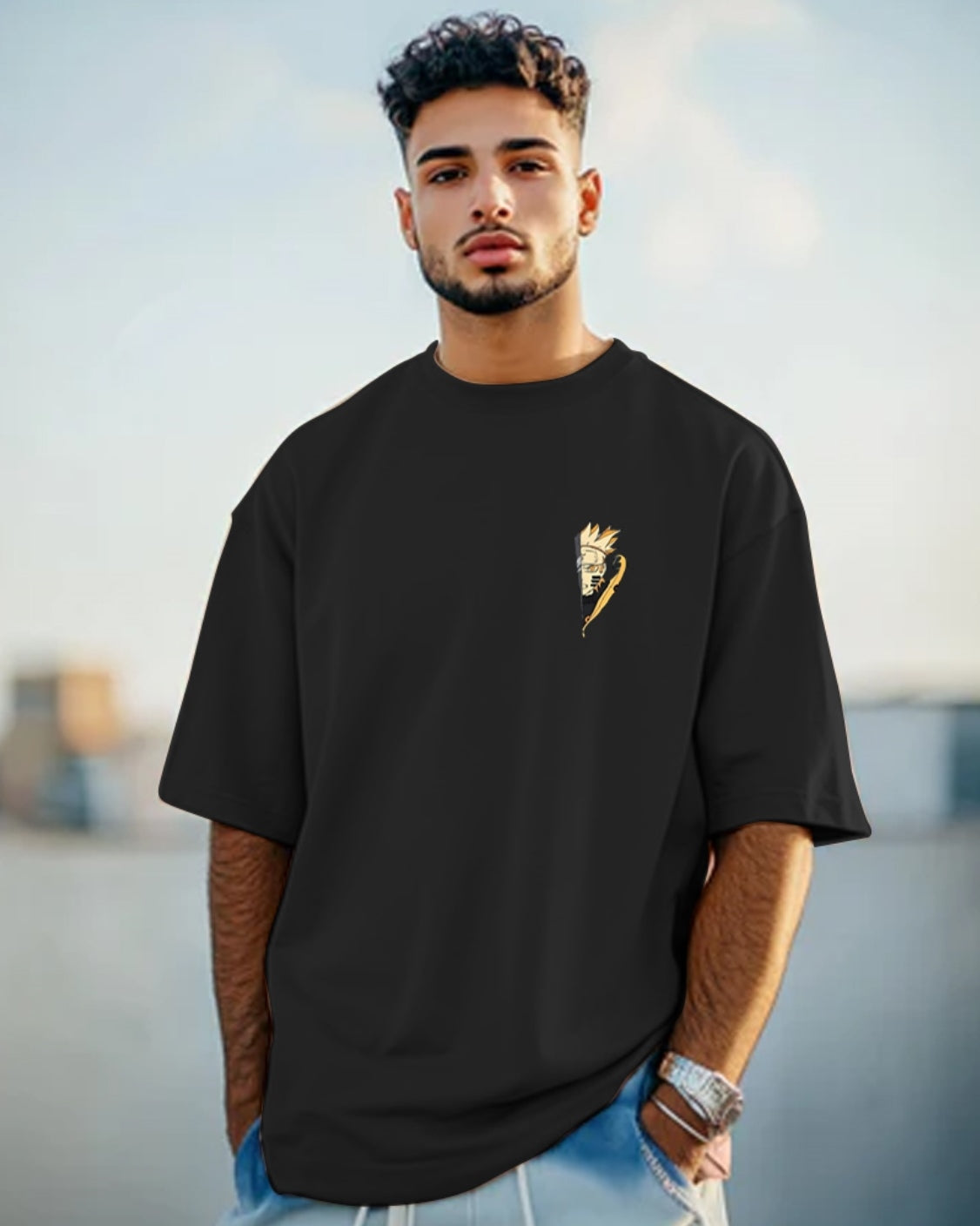 Five Sleeve Black T-Shirts: Urban Explorer's Back Print Collection