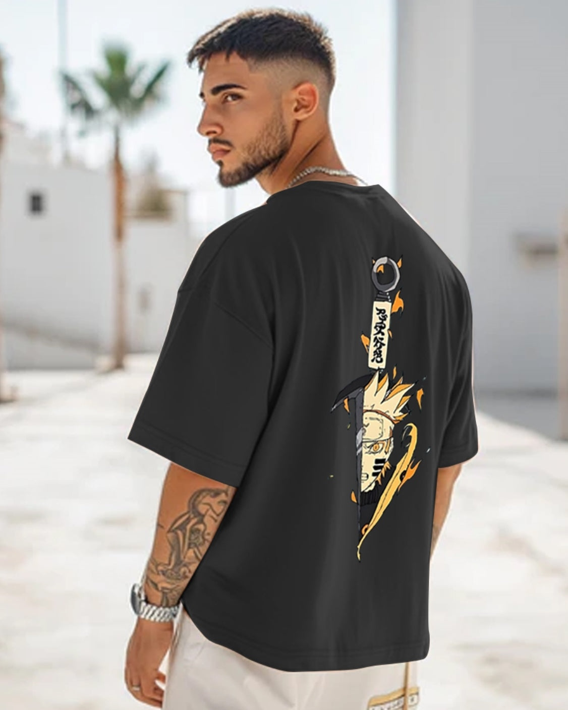 Five Sleeve Black T-Shirts: Urban Explorer's Back Print Collection