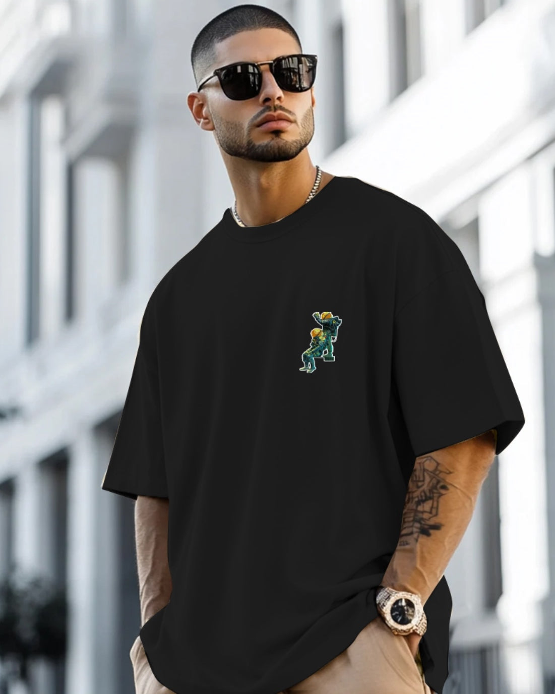 Black Five Sleeve T-Shirts | Trendy Back Print | Premium Cotton Blend