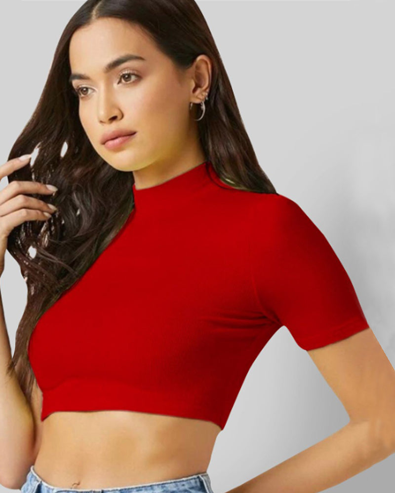 Red Sleeveless Women's Crop Top 5057 - FastColors