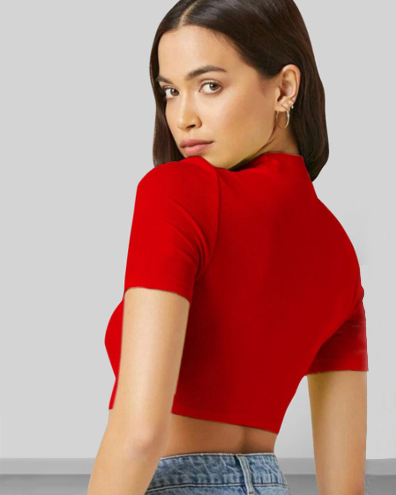 Red Sleeveless Women's Crop Top 5057 - FastColors