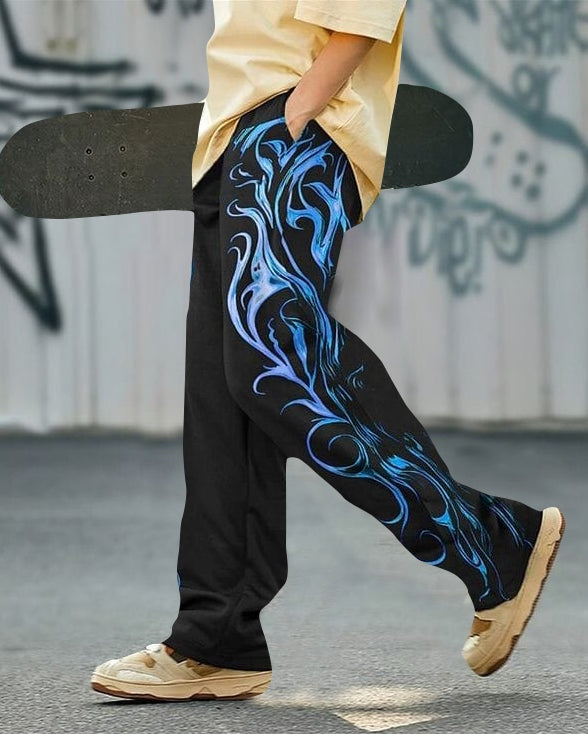 Loop Knit Cotton Blend Printed Track Pants for Relaxed Outings-front