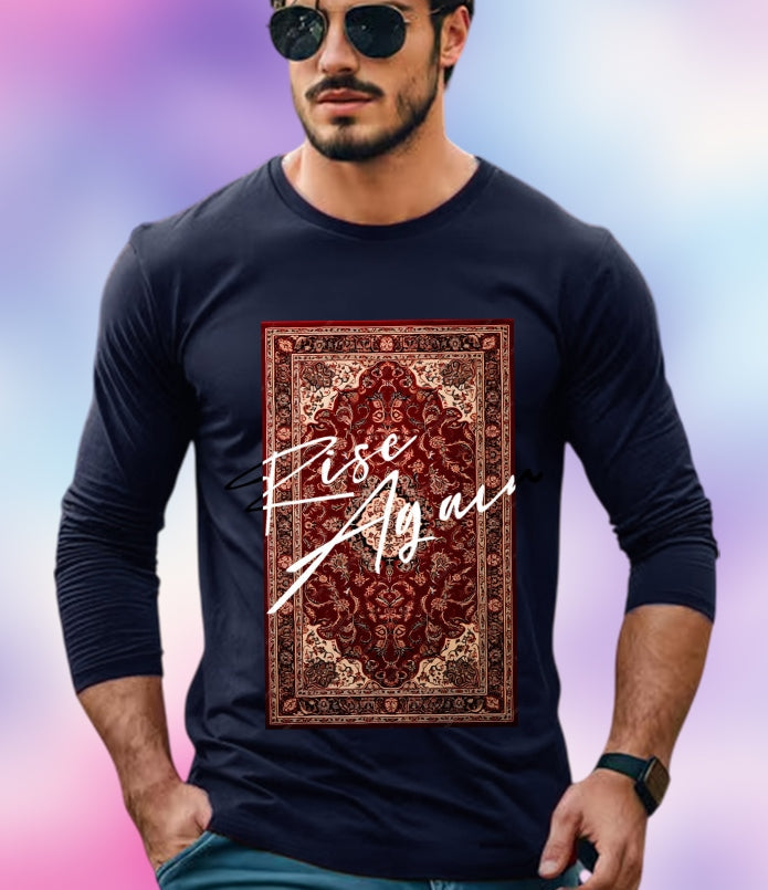 NAVY Full Sleeve Rise Sleeve Round Neck Cotton blend Men's T-Shirt-FRONT