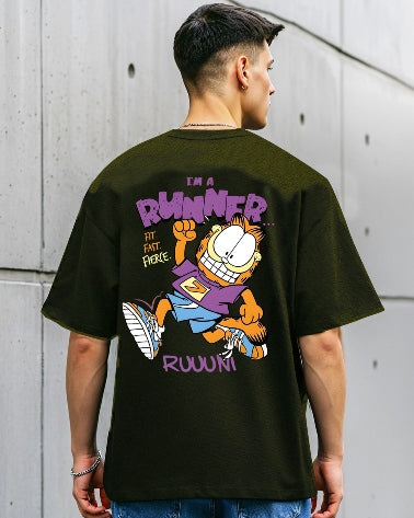 Stay fresh and trendy with the Green Men's Crepe Five Sleeve T-Shirt.-FRONT