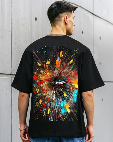 Classic and sleek: Black Men's Crepe Regular Fit Five Sleeve T-Shirt.-FRONT