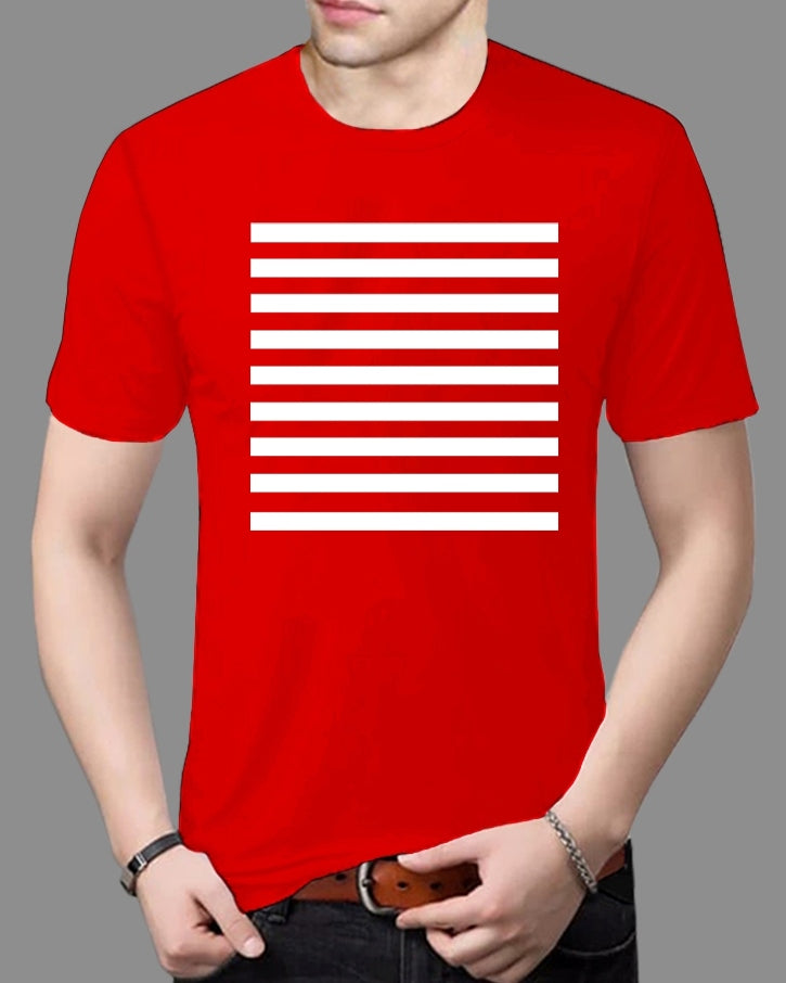 Red Half Sleeve Men T Shirt - FastColors