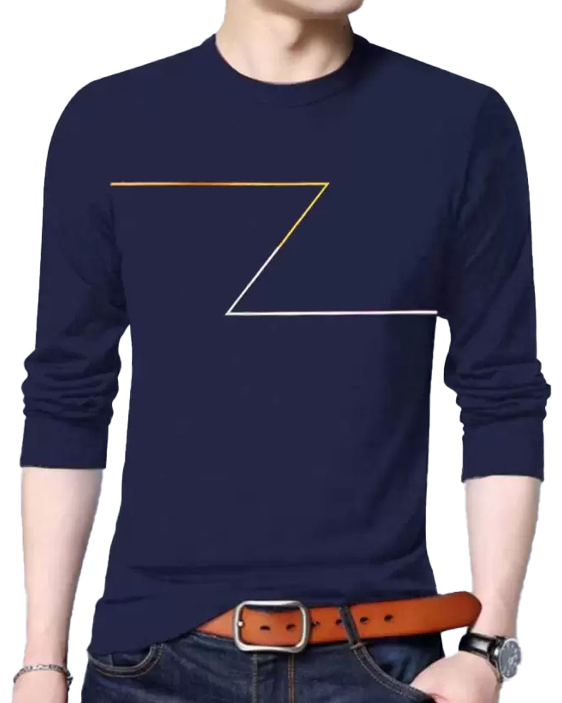 Z Printed Full Sleeve T Shirts - FastColors #color_Navy