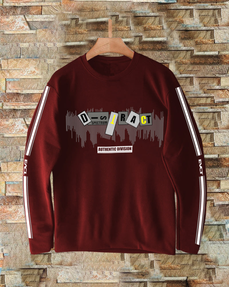 Stylish Maroon Crepe FULL Sleeve T-Shirt for Men – Comfort Redefined-FRONT