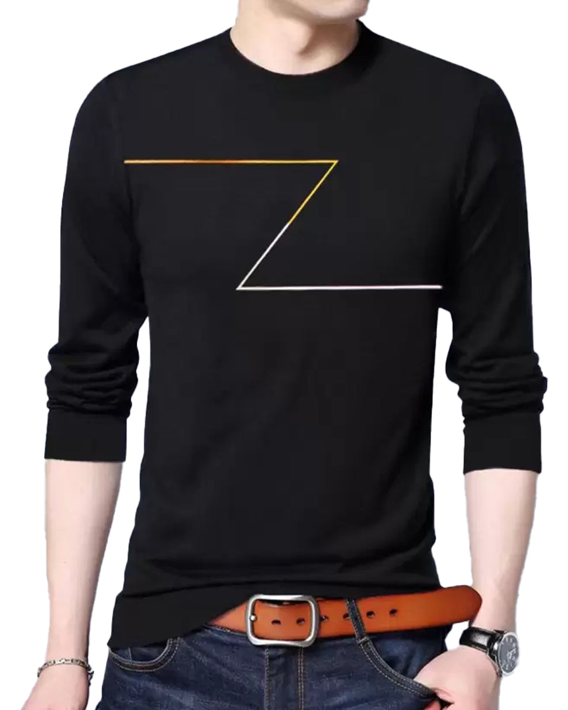 Z Printed Full Sleeve T Shirts - FastColors #color_Black