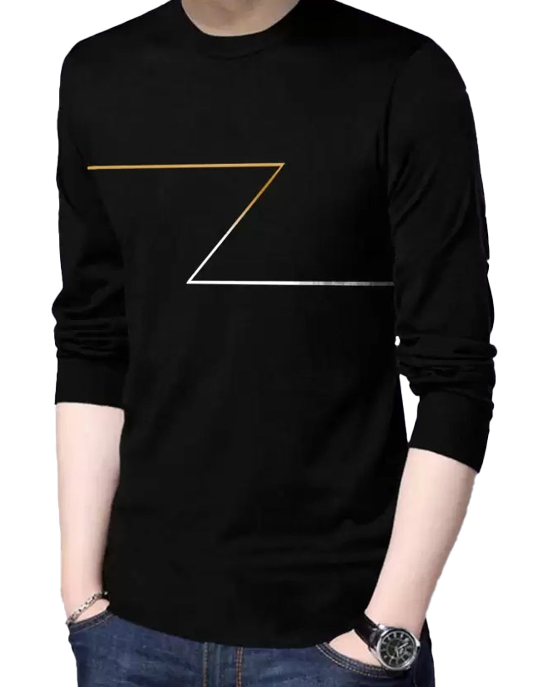 #color_Black Z Printed Full Sleeve T Shirts - FastColors