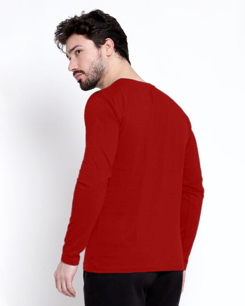 RED Full Summer Sleeve Round Neck Cotton blend Men's T-Shirt-BACK