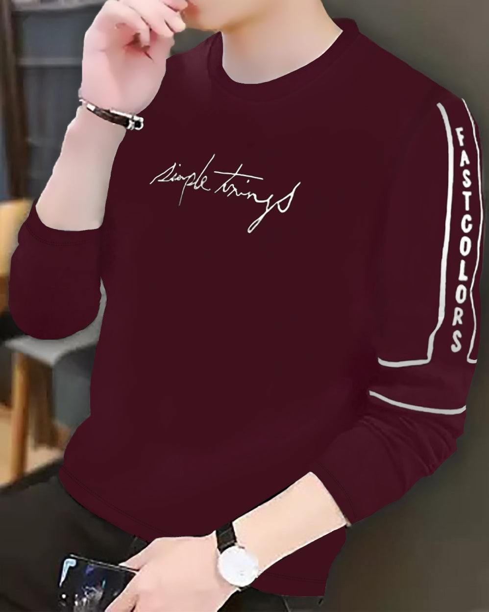 #color_maroon Simple Things Full Sleeve Men T-Shirt - FastColors