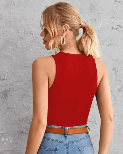 Red Sleeveless Women's Crop Top 5065 - FastColors