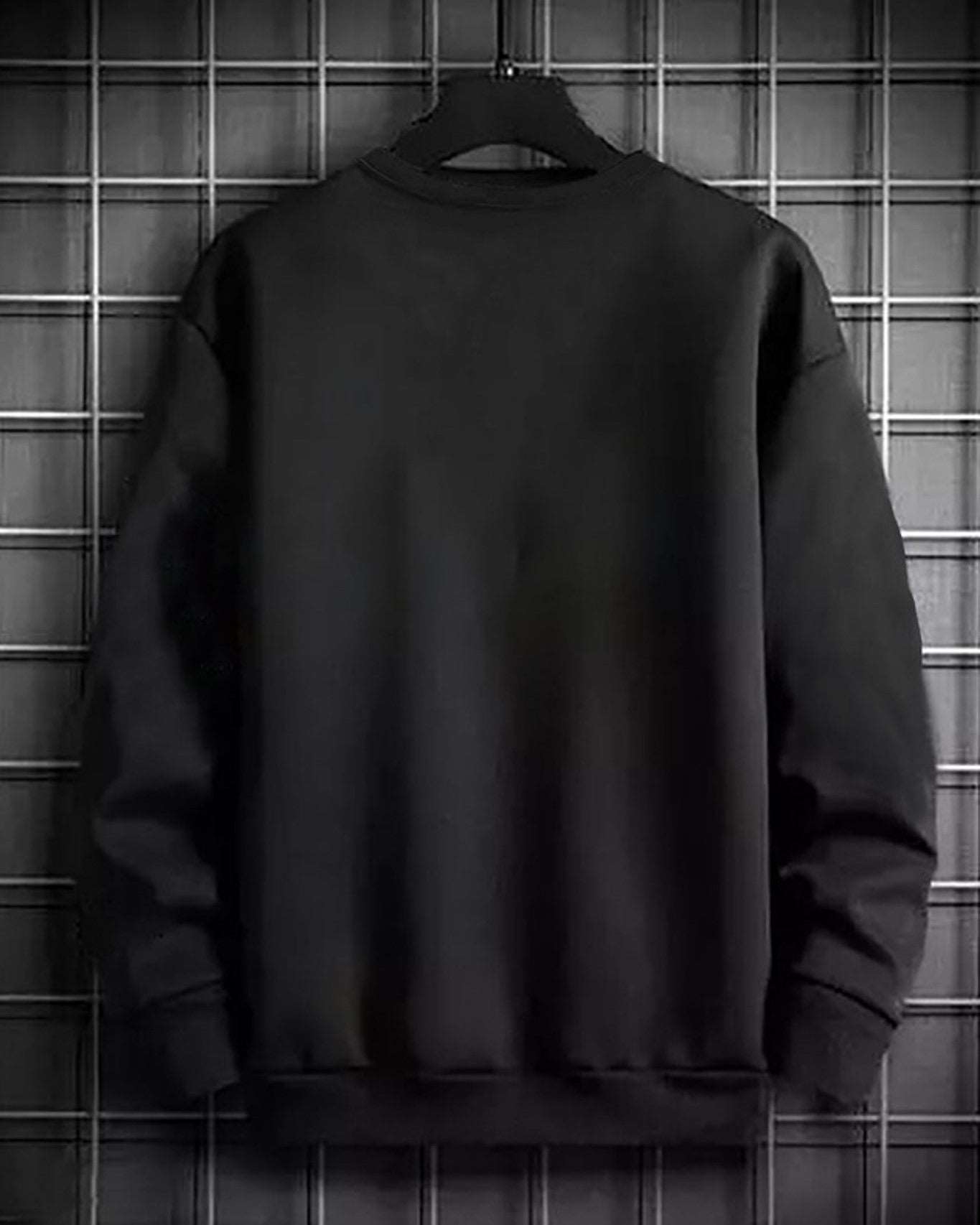 Round Neck Plain Sweatshirts with Logo in Chest - FastColors #color_Black