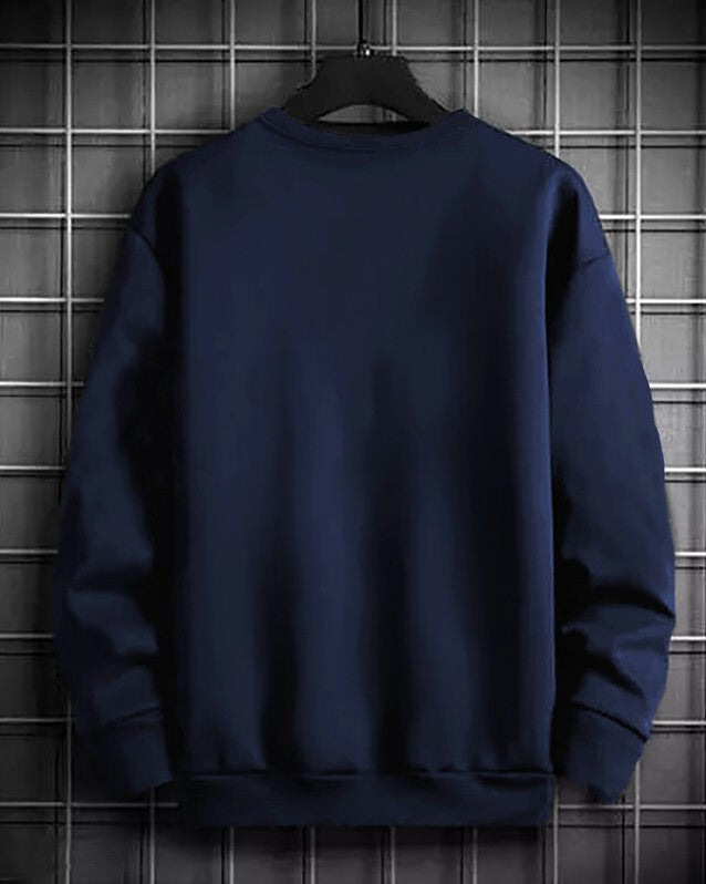 Round Neck Plain Sweatshirts with Logo in Chest - FastColors #color_Navy