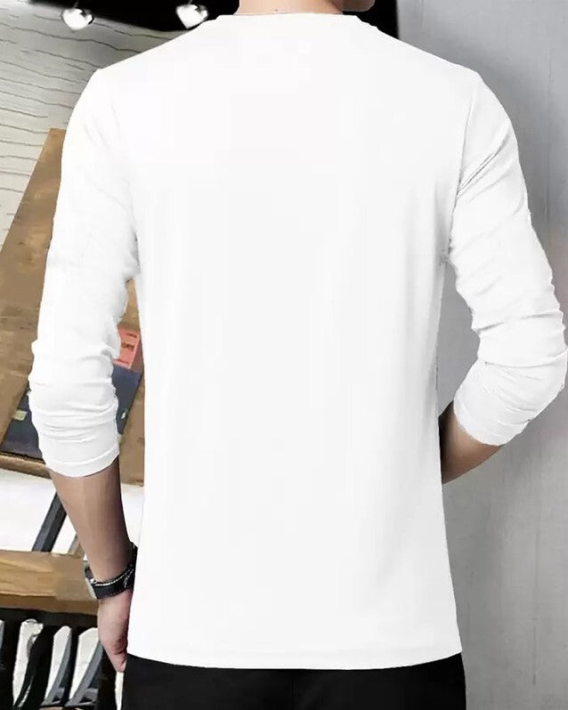 Round Neck Plain Sweatshirts with Logo in Chest - FastColors #color_White