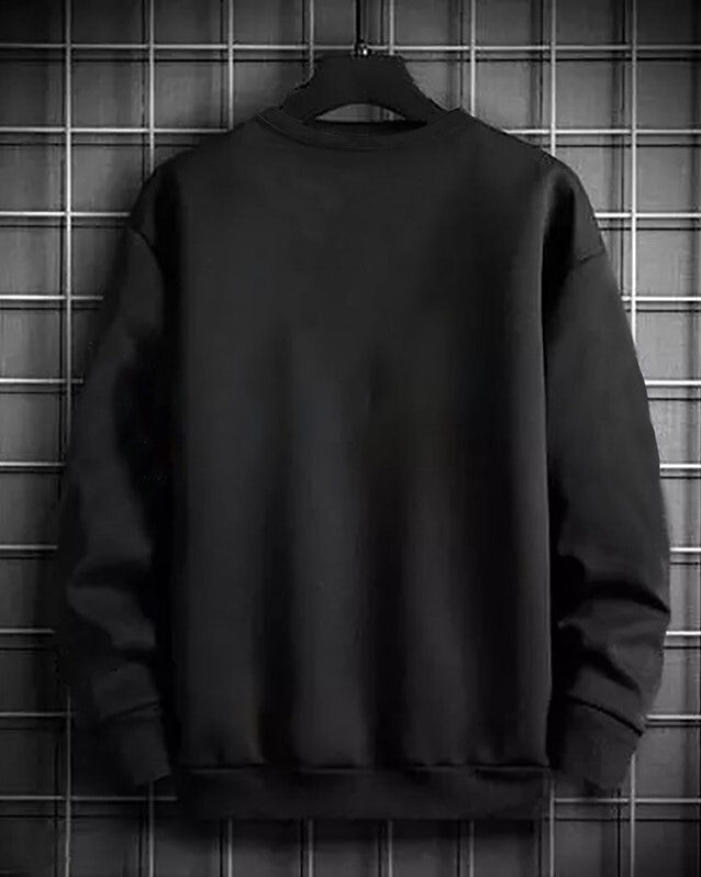 Round Neck Printed Men's Sweatshirt - FastColors #color_Black