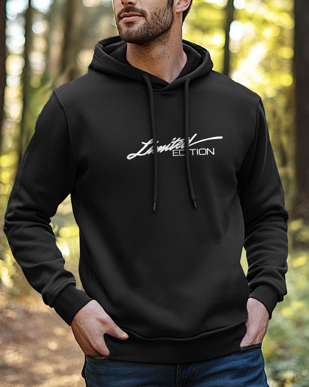 Limited Edition Hoodie Neck Sweatshirt for Men-Black-FRONT