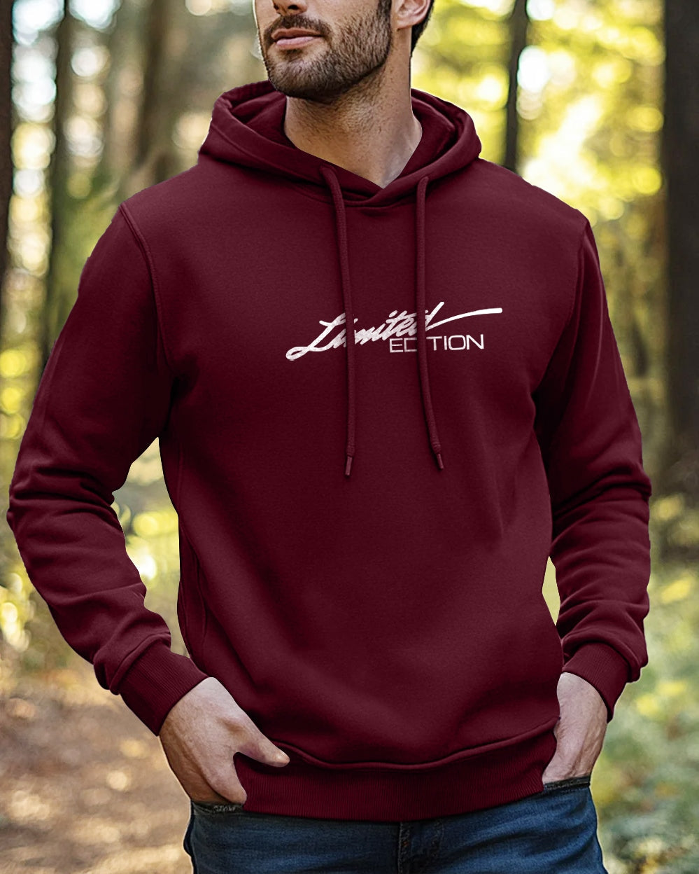 Limited Edition Hoodie Neck Sweatshirt for Men-Maroon-FRONT