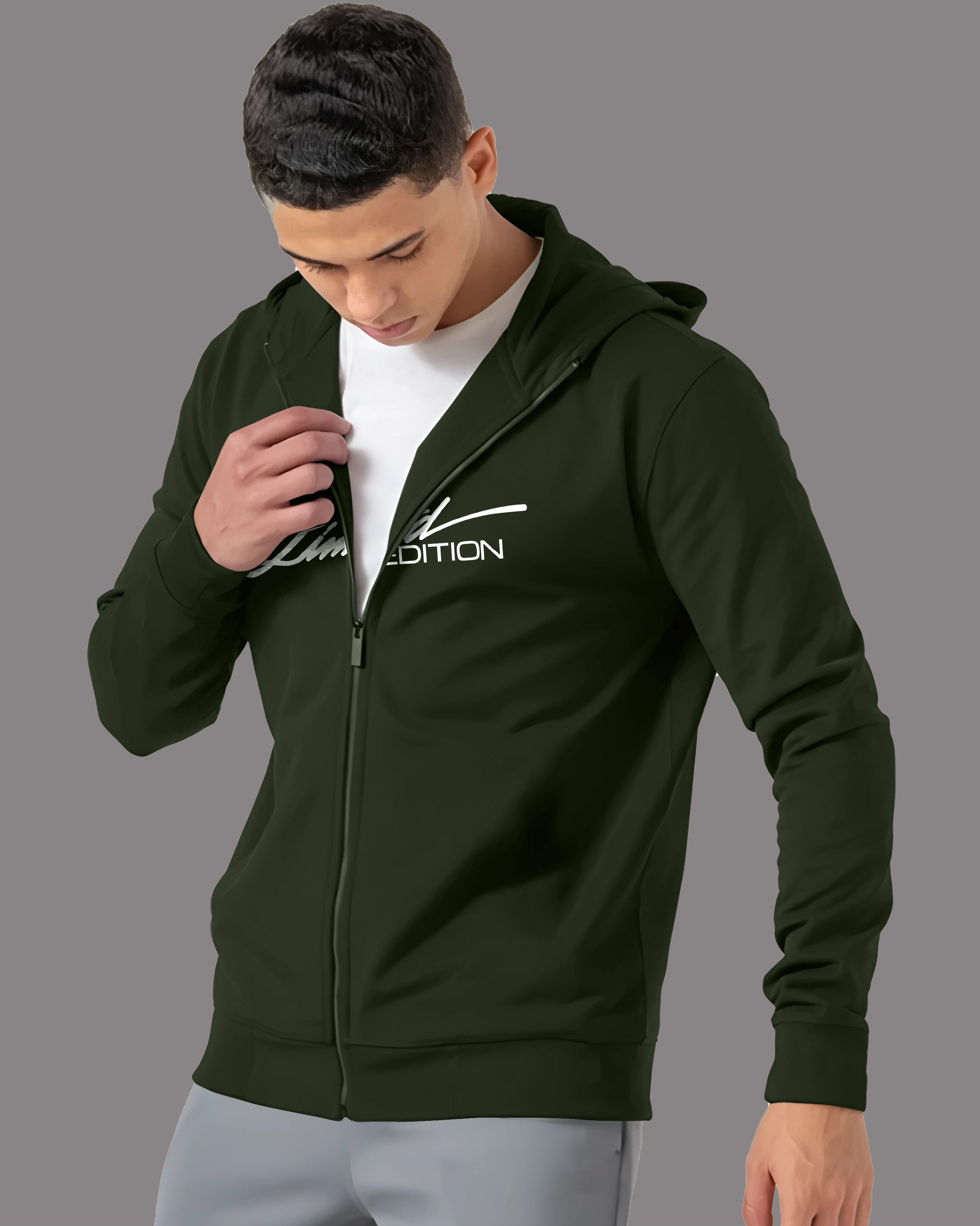 Limited Edition Hooded Outer Jacket for Men-Green-FRONT