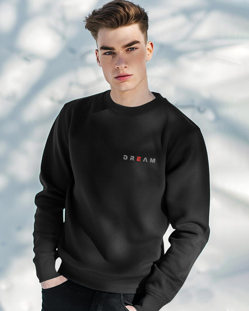 Dream Round Neck Sweatshirt for Men-Black-FRONT