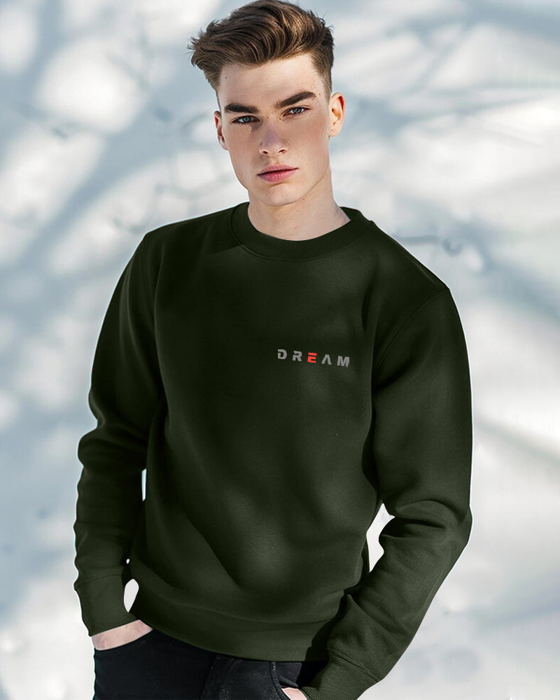 Dream Round Neck Sweatshirt for Men-Green-FRONT