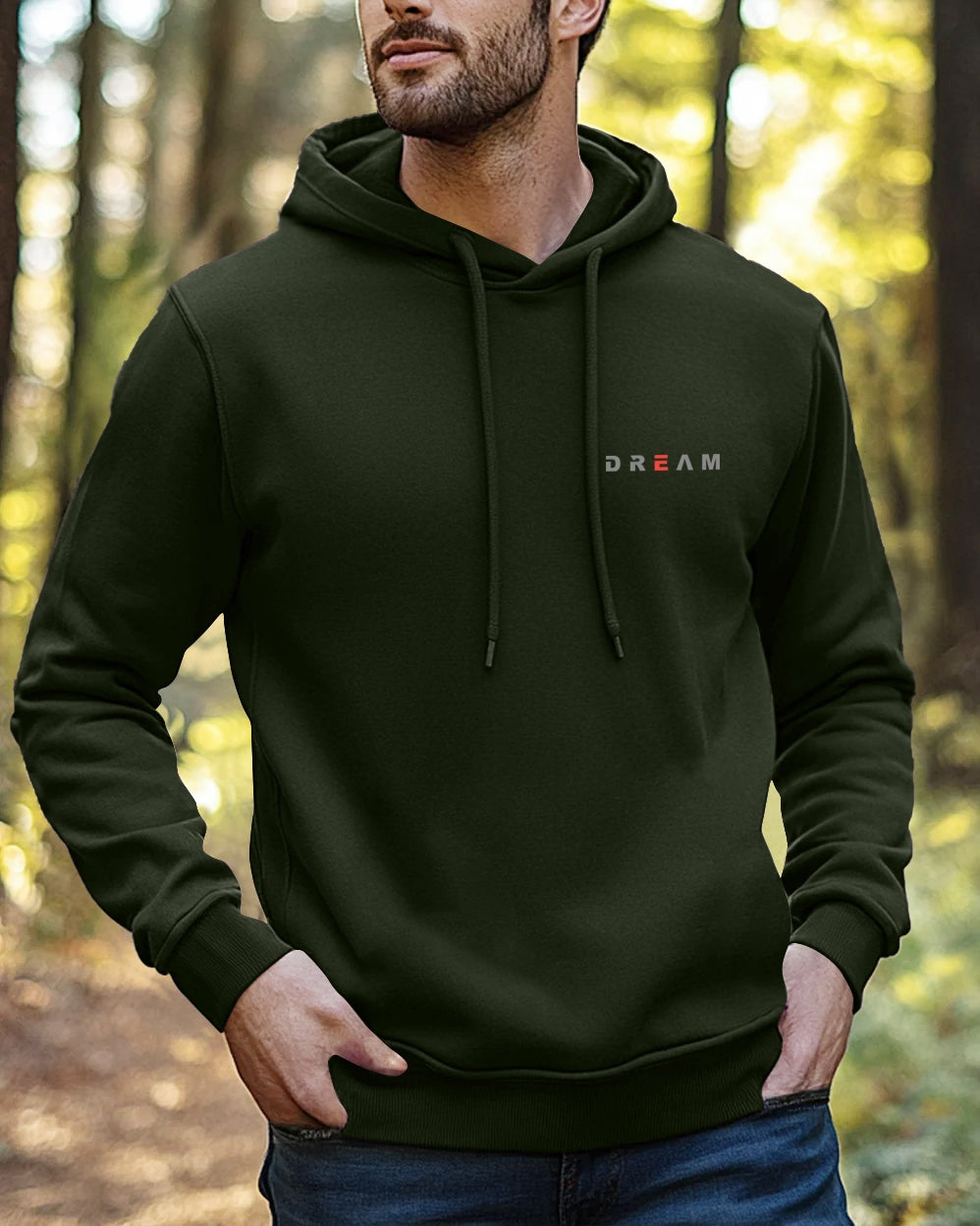 Dream Hoodie Neck Sweatshirt for Men-Green-FRONT