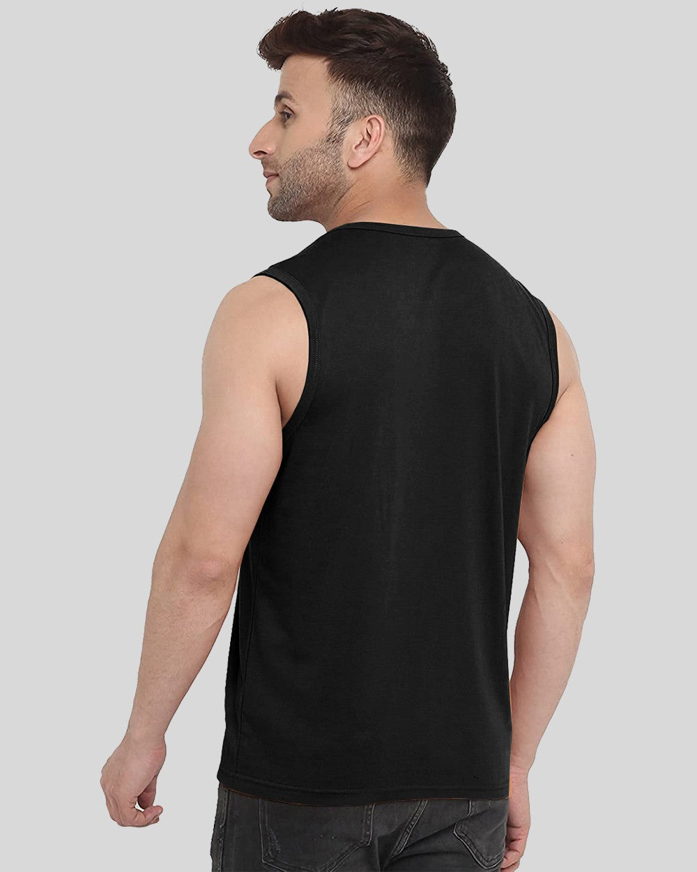 Never Settle Black Printed Men's Vests for Gyms: Stand Out in Style-BACK
