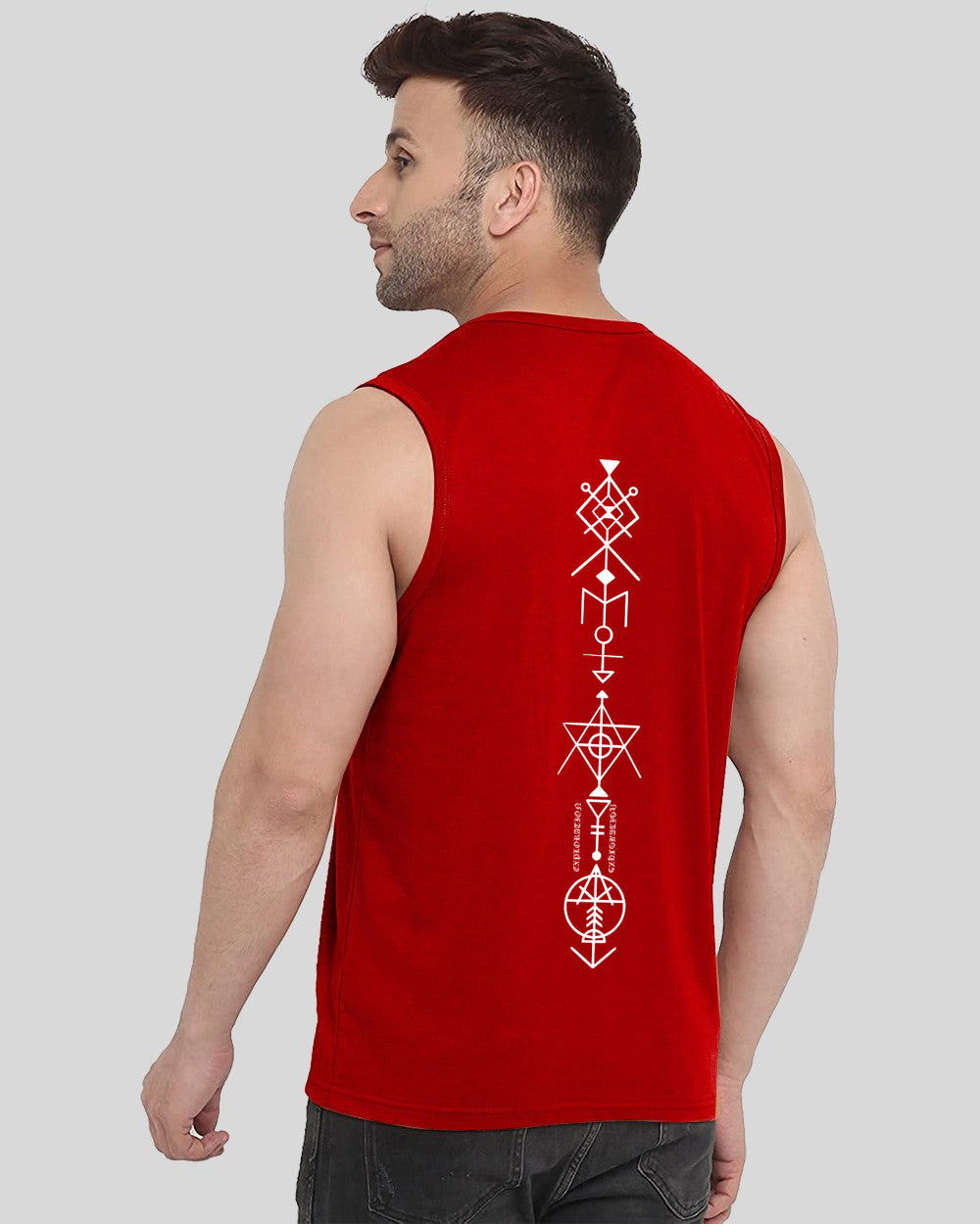 Luxury Red Back Printed Men's Vests for a Sophisticated Look-FRONT