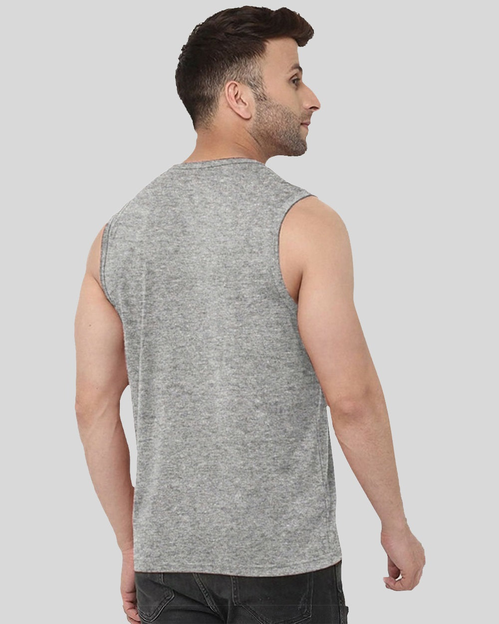 Grey Printed Men's Vests for Fall: Cozy and Stylish Options-BACK