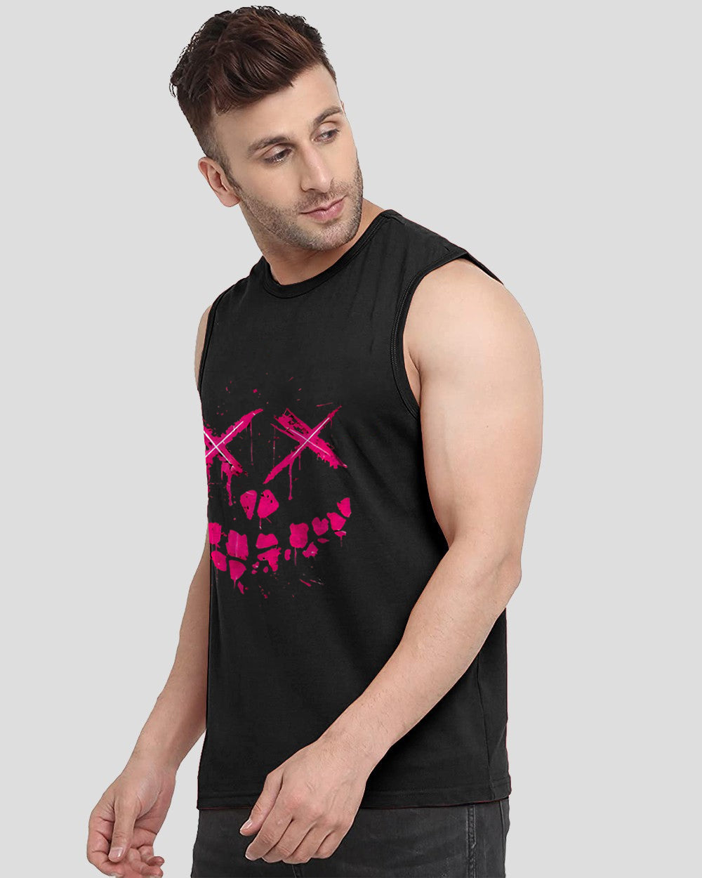 Black Printed Men's Vests for Summer: Lightweight and Stylish-SIDE