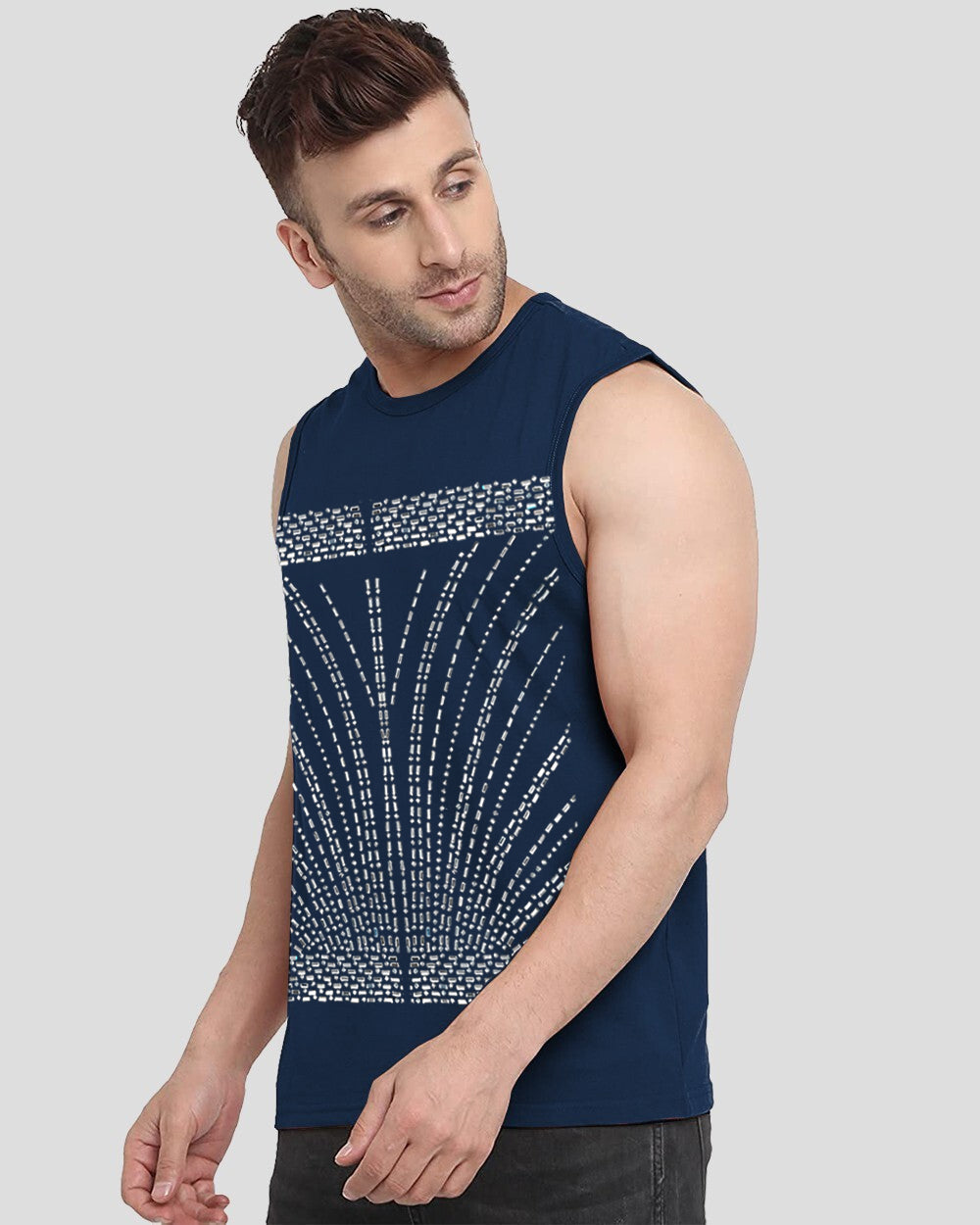 Blue Printed Men's Vests for Office Wear: Professional Yet Stylish-SIDE