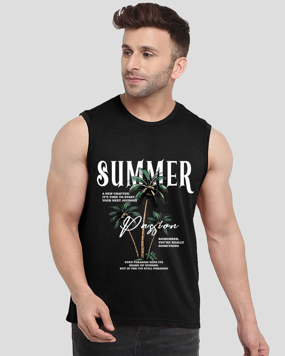 Black Summer Printed Men's Vests for Grooms: Perfect Wedding Attire-FRONT