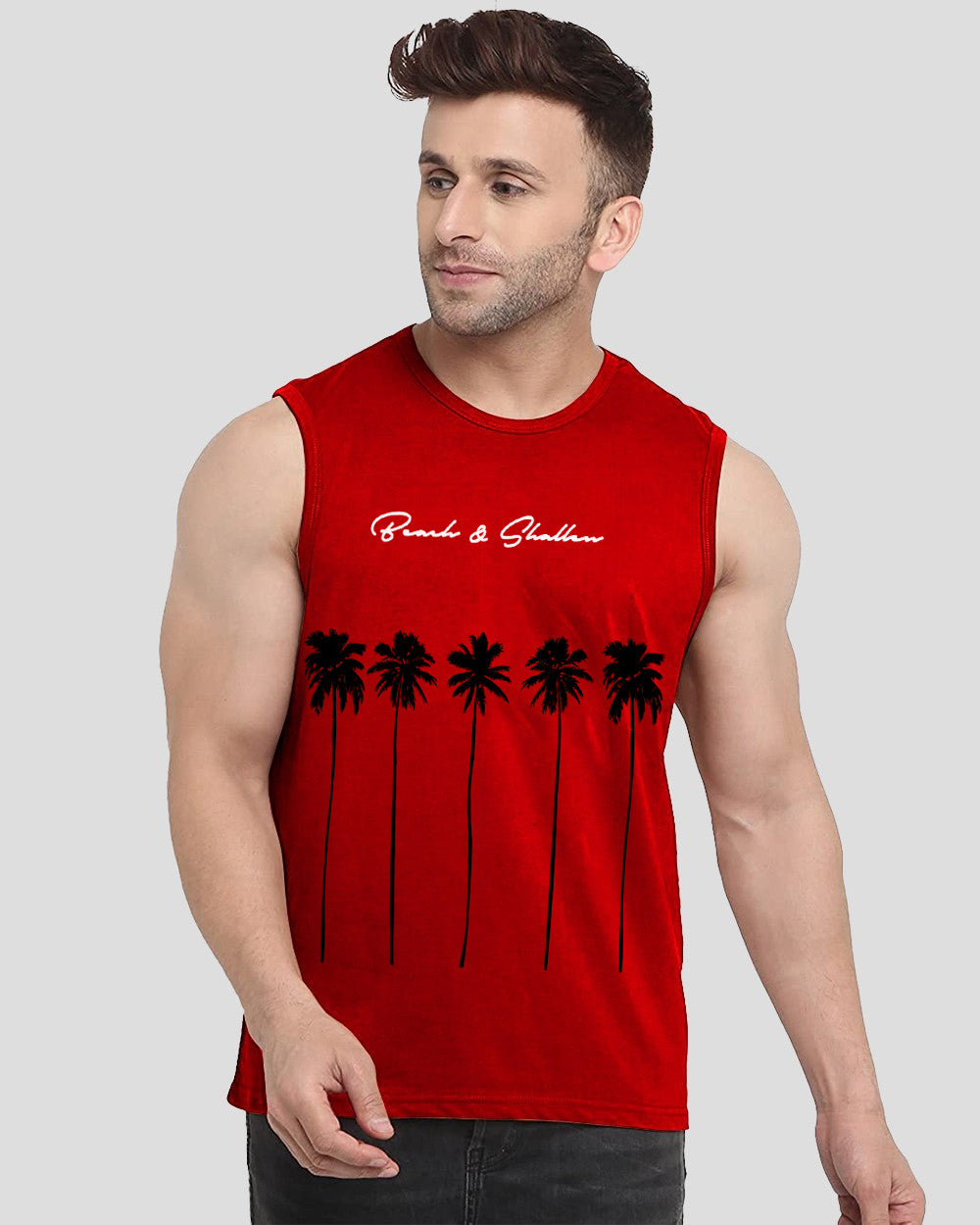 Red Printed Men's Vests for Spring: Fresh and Trendy Looks-FRONT