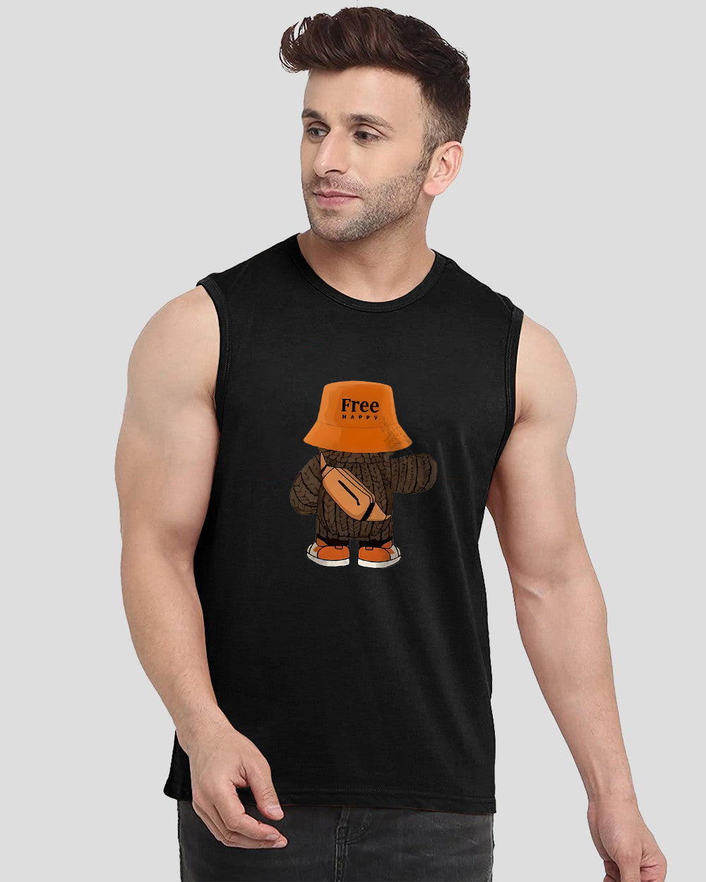 Black Printed Men's Vests for Special Occasions: Make a Statement-FRONT