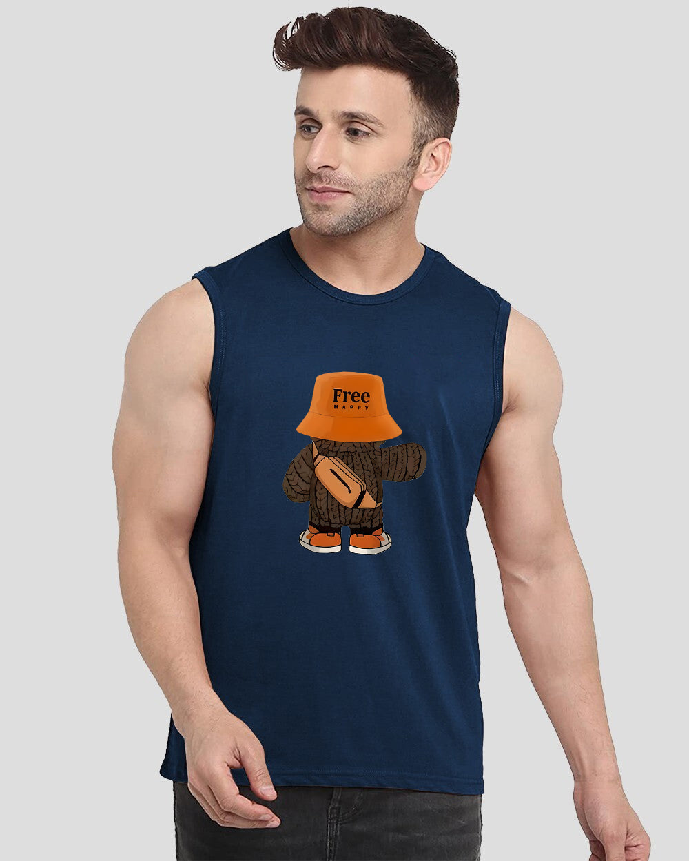 Blue Printed Men's Vests for Festive Seasons: Celebrate in Style-FRONT