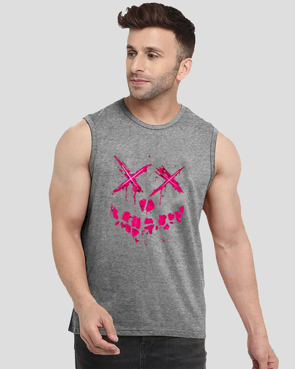 Grey Printed Men's Vests for Formal Events: Elegance Redefined-FRONT