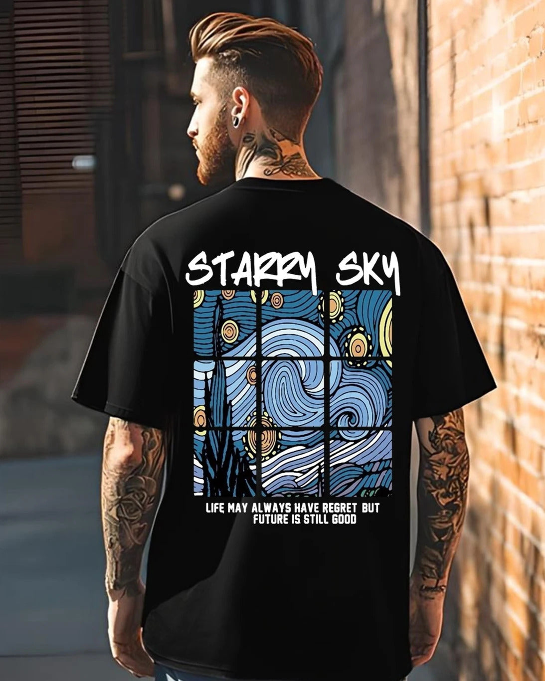 Men Graphic Print Round Neck Cotton Blend T-Shirt