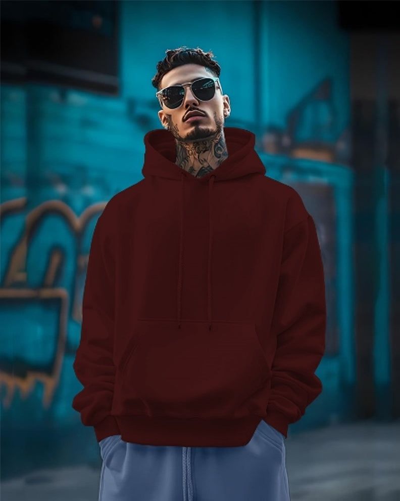 Back Printed Maroon essential hoodie