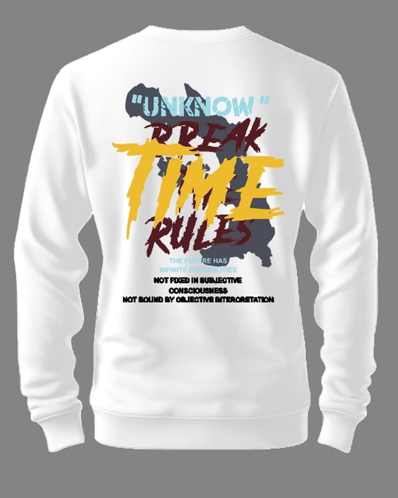 Back Printed White mens sweatshirts White-Time