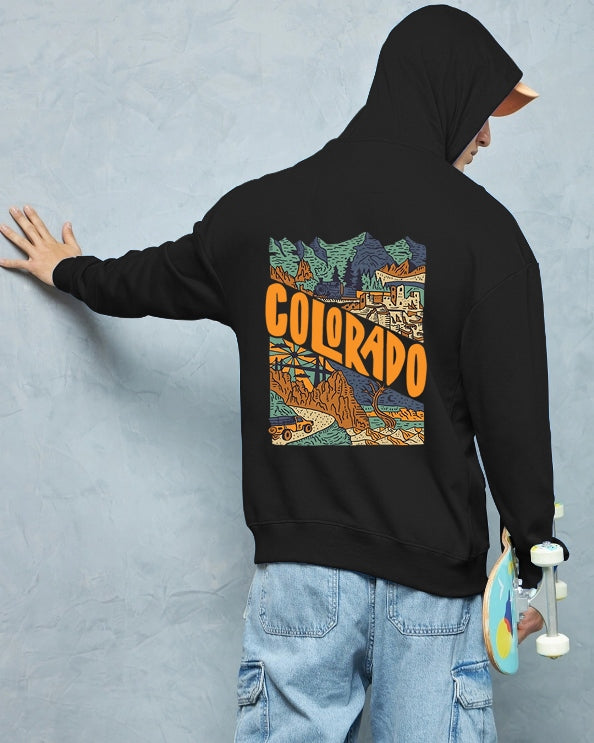 Back Printed black hoodie mens