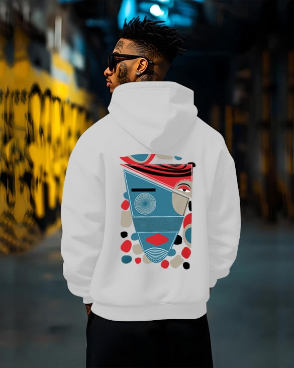 Back Printed hoodies for men/White