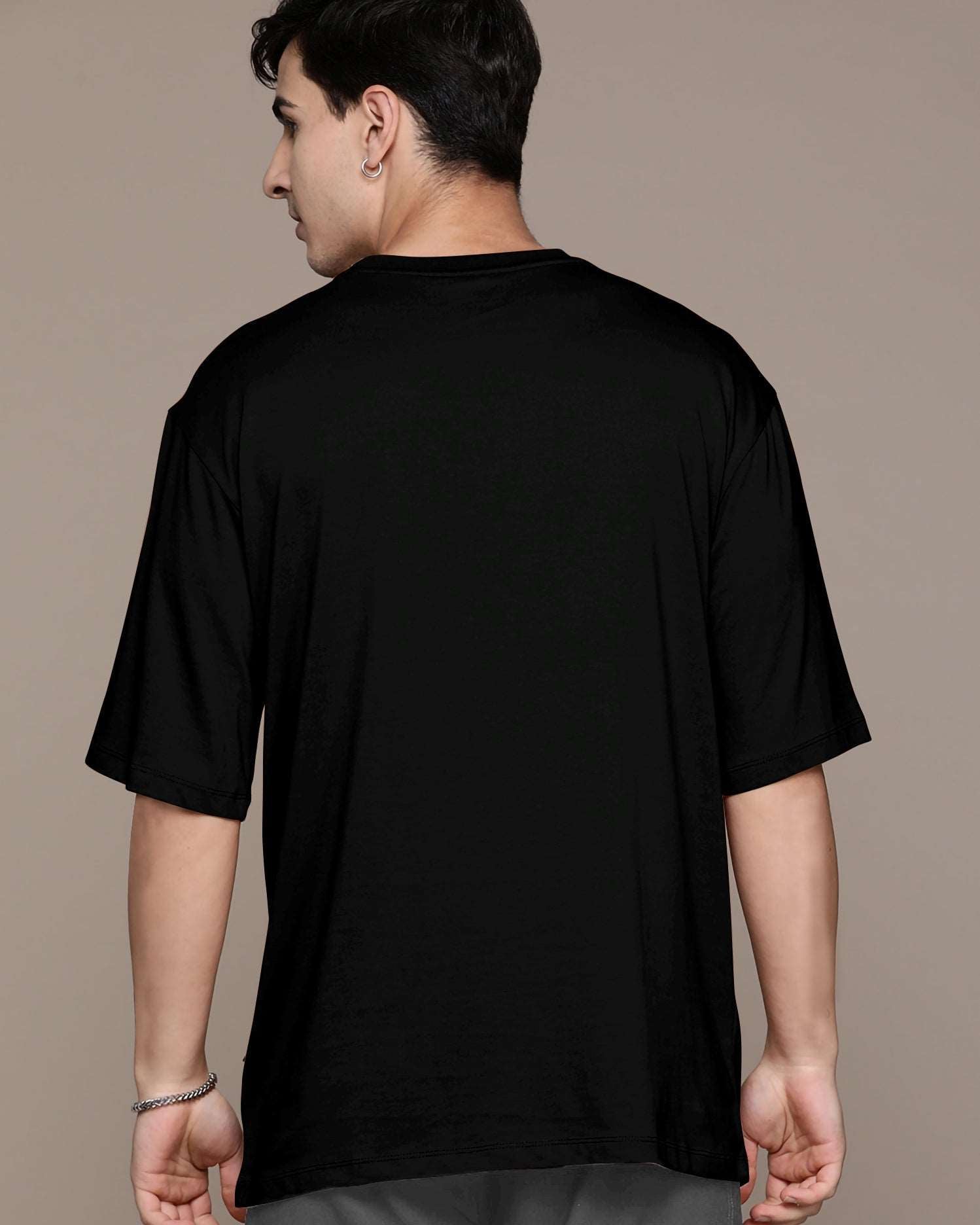 Black Polyester Anime Printed Oversize T-shirt - FastColors