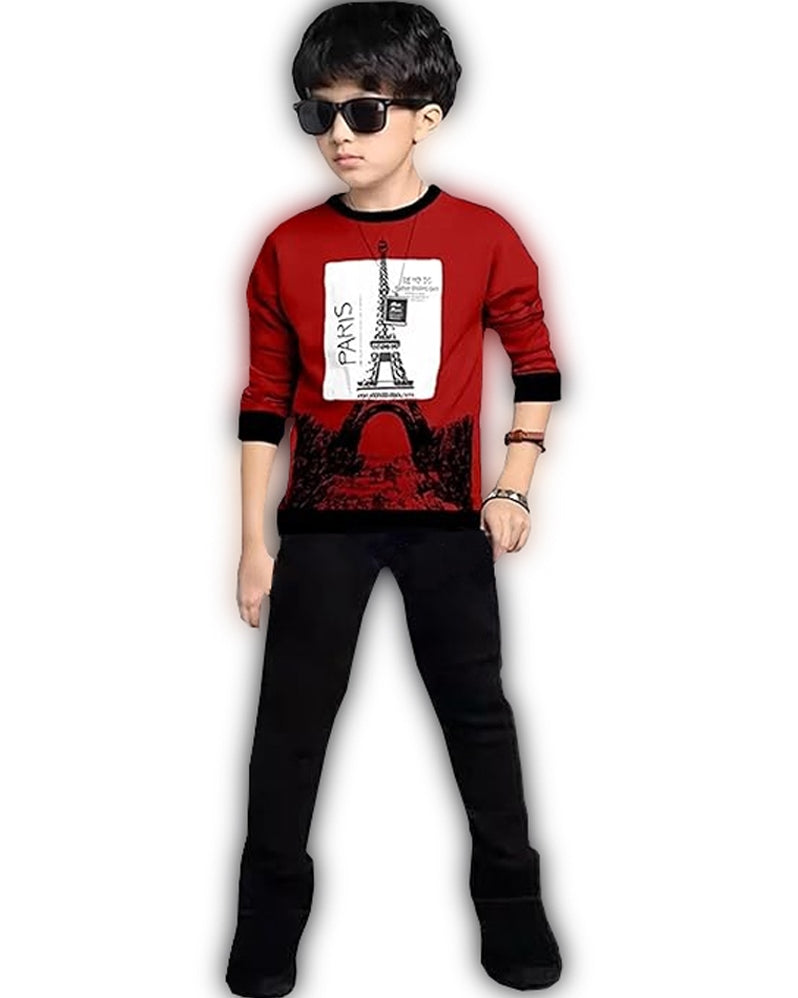 Boys Red Top Black Track Combo Set - FastColors