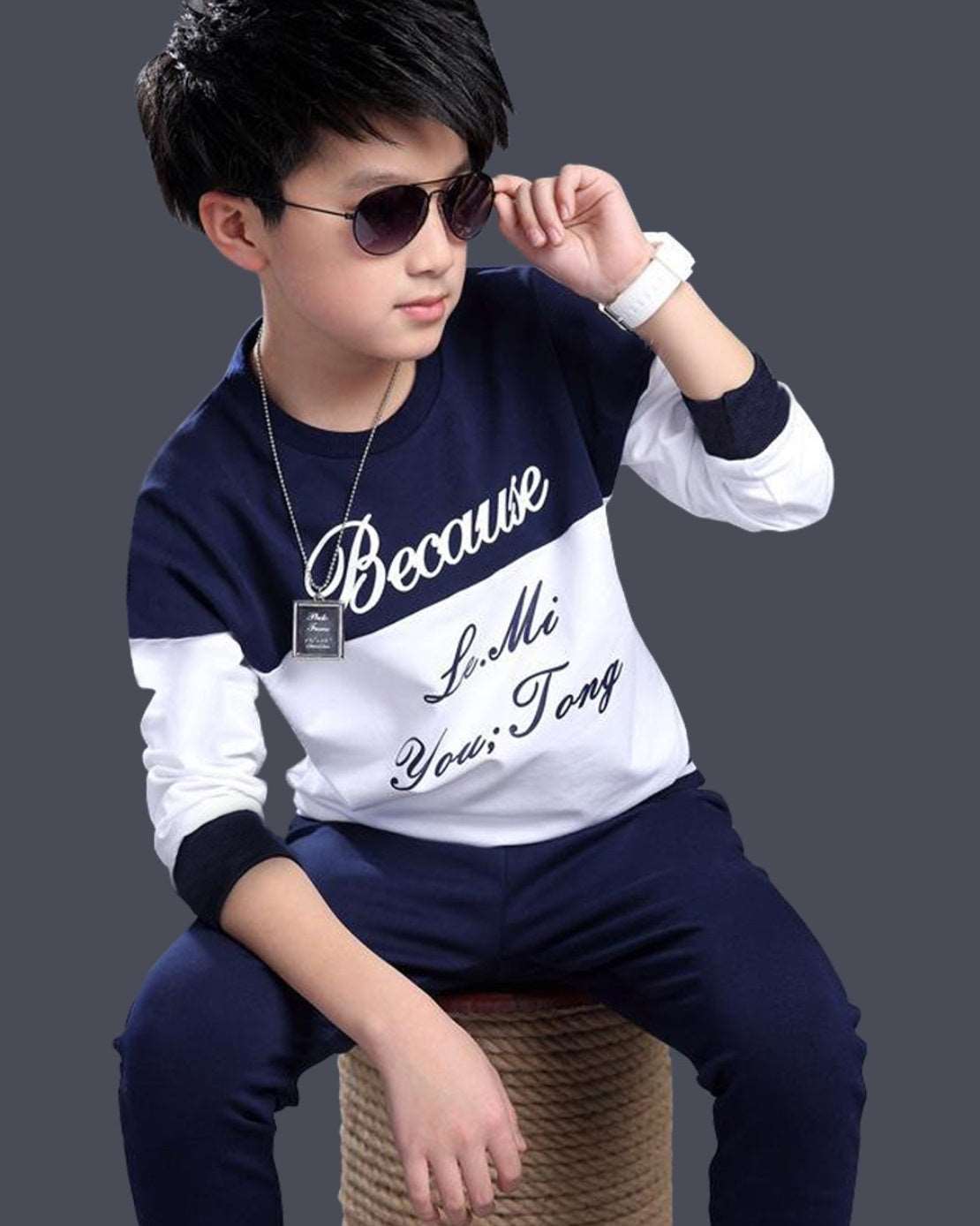 ColorBlocked Because Printed Boys Apparel Top and Bottom Set - FastColors