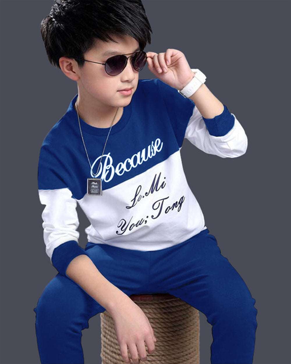 ColorBlocked Because Printed Boys Apparel Top and Bottom Set - FastColors