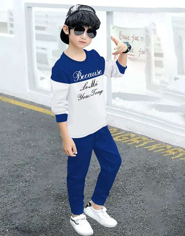 ColorBlocked Because Printed Boys Apparel Top and Bottom Set - FastColors