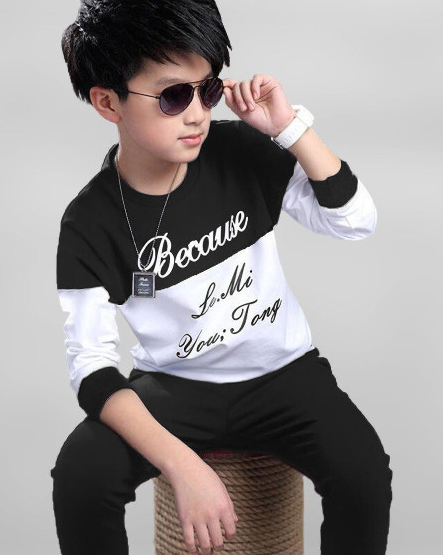 ColorBlocked Because Printed Boys Apparel Top and Bottom Set - FastColors