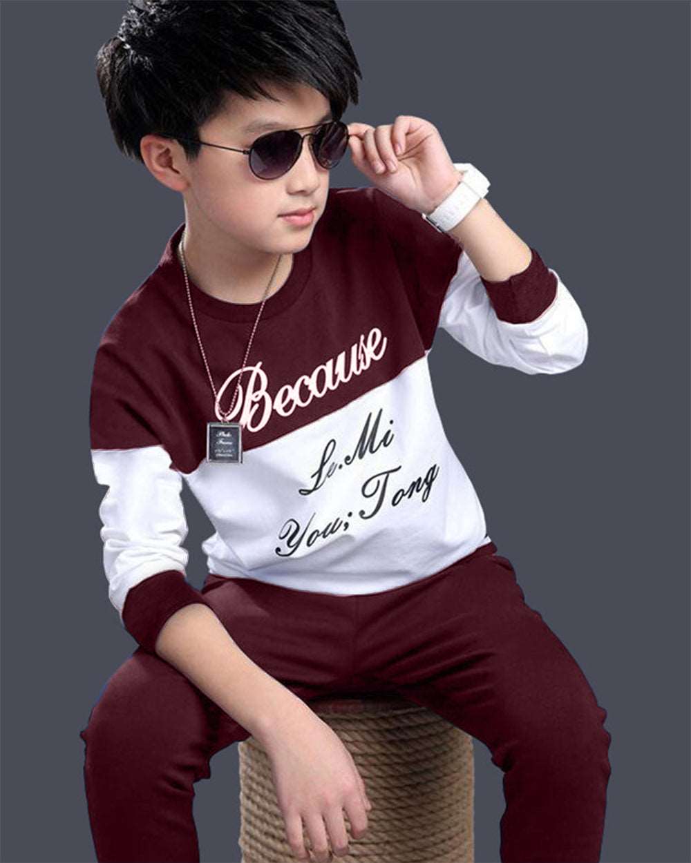 Color Blocked Because Printed Boys Apparel Top and Bottom Set - FastColors